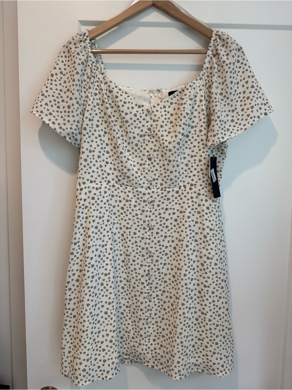 City Studio Cream Mini Dress with Taupe Heart Print